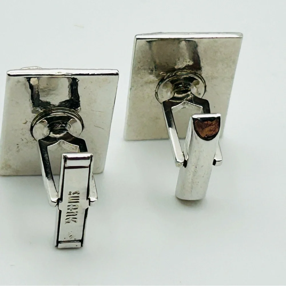 Vintage Swank Textured Silver Tone CuffLinks
